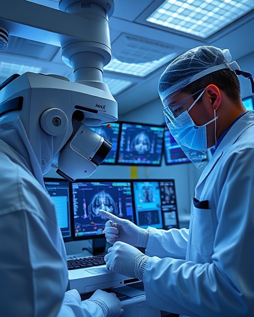 advanced diagnostic test, intricate, in a process of being conducted, photorealistic, high-tech lab filled with screens, highly detailed, rapid movements of technicians, precise detailing, vibrant colors, tungsten lighting, shot with a 85mm lens