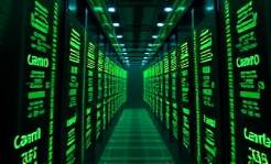 advanced personalized healthcare AI, intelligent, processing complex information, photorealistic, futuristic data center, highly detailed, dynamic algorithms visualized, 128k resolution, vibrant greens and blacks, focused LED lighting, shot with a macro lens